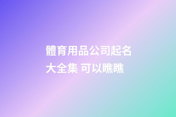 體育用品公司起名大全集 可以瞧瞧-第1張-公司起名-玄機派